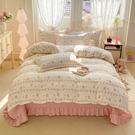 梦莱斯 2025直播爆款公主风A类针织棉床盖四件套AA版被套 i-开心