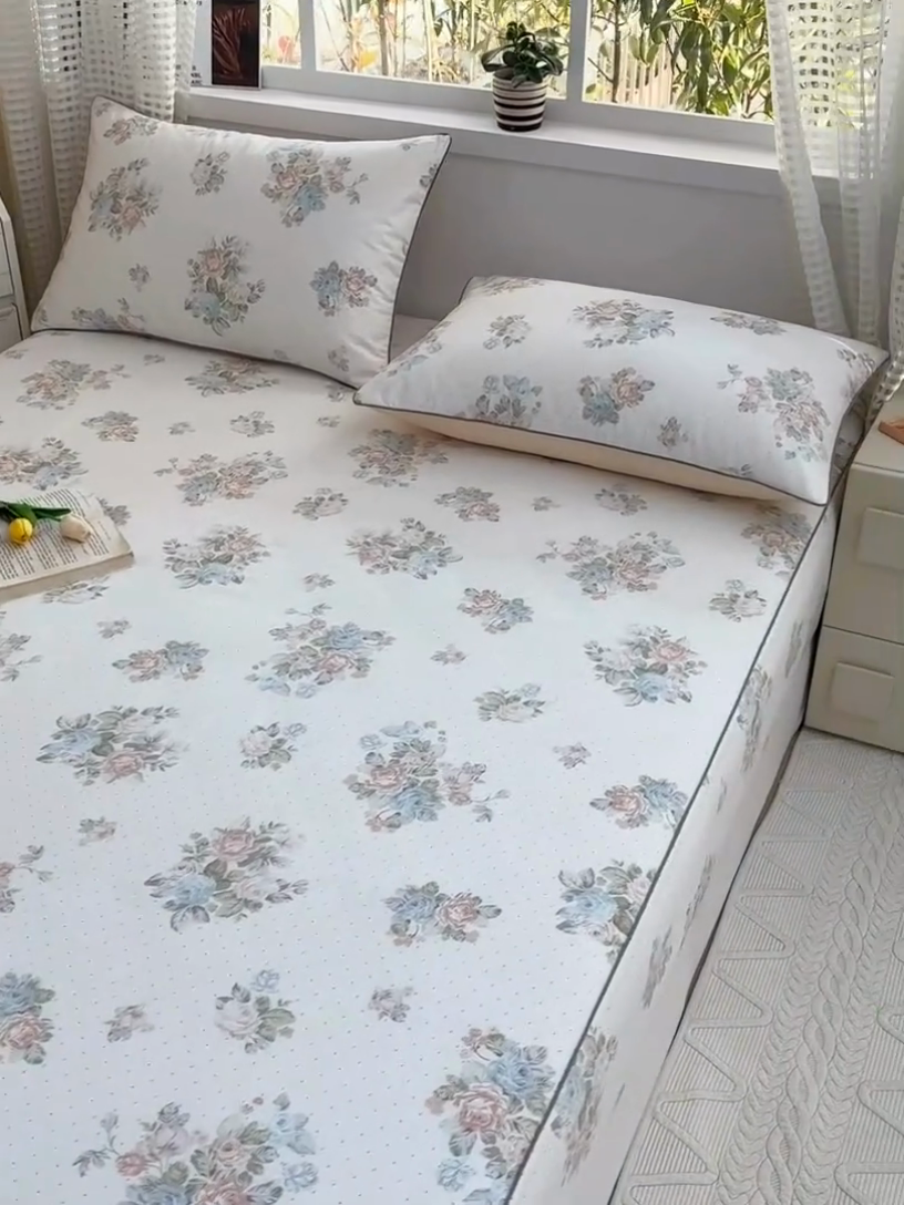 91家纺网 家纺一手货源 找家纺 元元被芯 2025新款40支13372全棉印花全棉隐藏式夹棉床笠 花舞