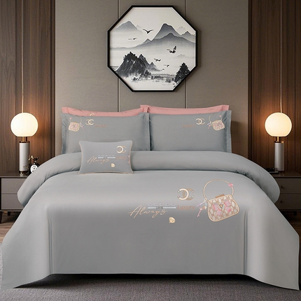 91家纺网 家纺一手货源 找家纺 （总）浩情国际婚庆供货中心 2026新款100支全棉高端刺绣中式风四件套--米尔顿系列