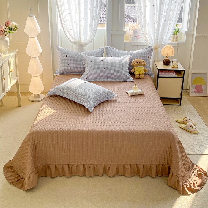 91家纺网 家纺一手货源 找家纺 梦莱斯 2025直播爆款公主风A类针织棉床盖四件套AA版被套 波点小马