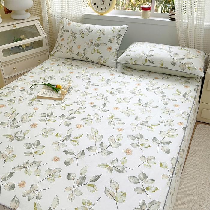 91家纺网 家纺一手货源 找家纺 元元被芯 2025新款40支13372全棉印花全棉隐藏式夹棉床笠 春溪