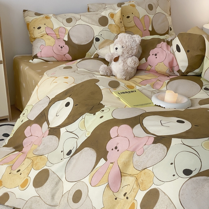 91家纺网 家纺一手货源 找家纺 慕希家纺 2025新款全棉13372印花四件套 熊熊总动员