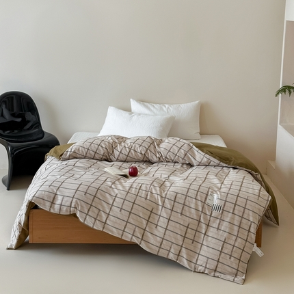 91家纺网 家纺一手货源 找家纺 月夏 202吉尔伯特-浅咖新款全棉双层纱被套全棉被套单被套 吉尔伯特-浅咖