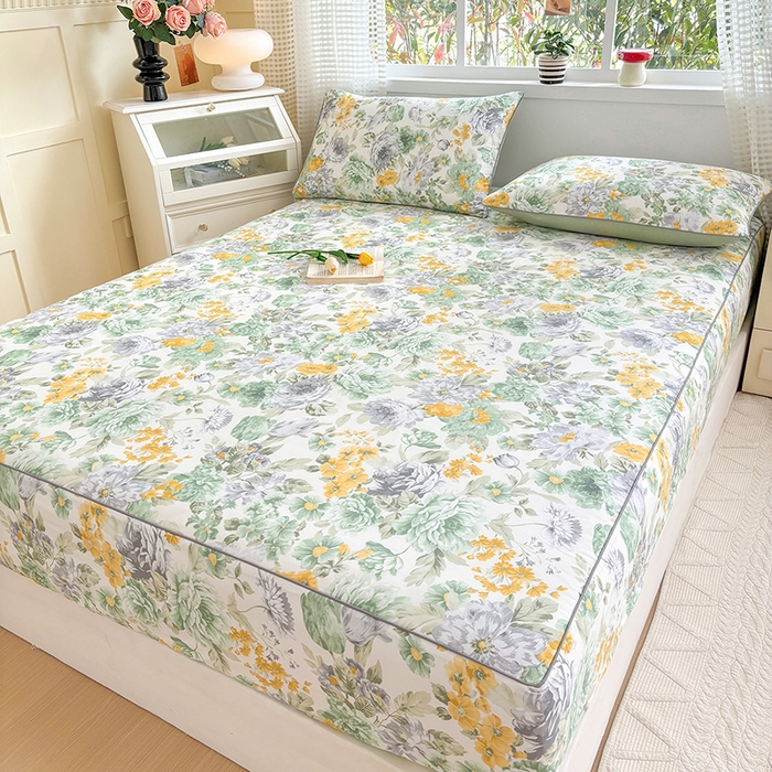 91家纺网 家纺一手货源 找家纺 元元被芯 2025新款40支13372全棉印花全棉隐藏式夹棉床笠 亦语