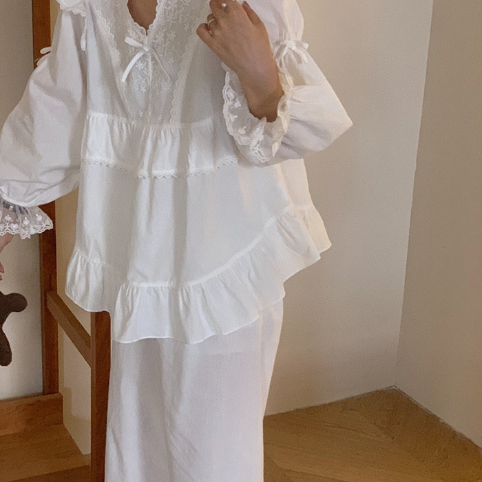 91家纺网 家纺一手货源 找家纺 （总）妍景家居生活馆 2025新款韩系蕾丝花边V领套装