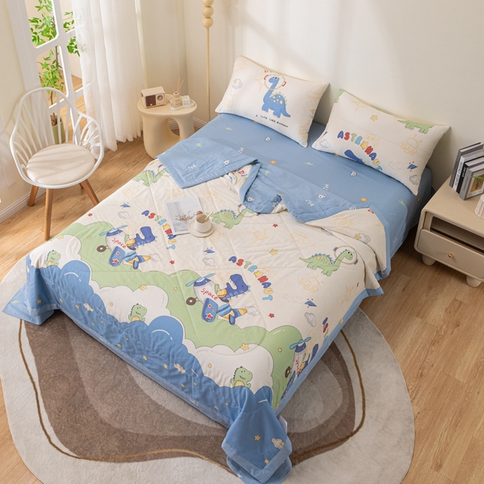 91家纺网 家纺一手货源 找家纺 鑫棉坊 2025新款A类全棉印花大豆纤维空调被大豆被 遨游太空