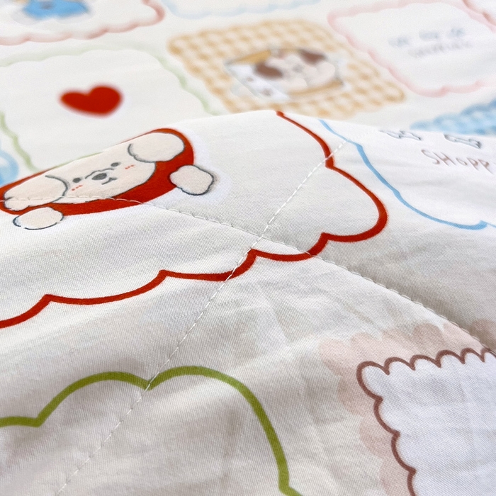 91家纺网 家纺一手货源 找家纺 鑫棉坊 2025新款A类水洗棉豆豆双层纱棉花夏凉被 欢乐派