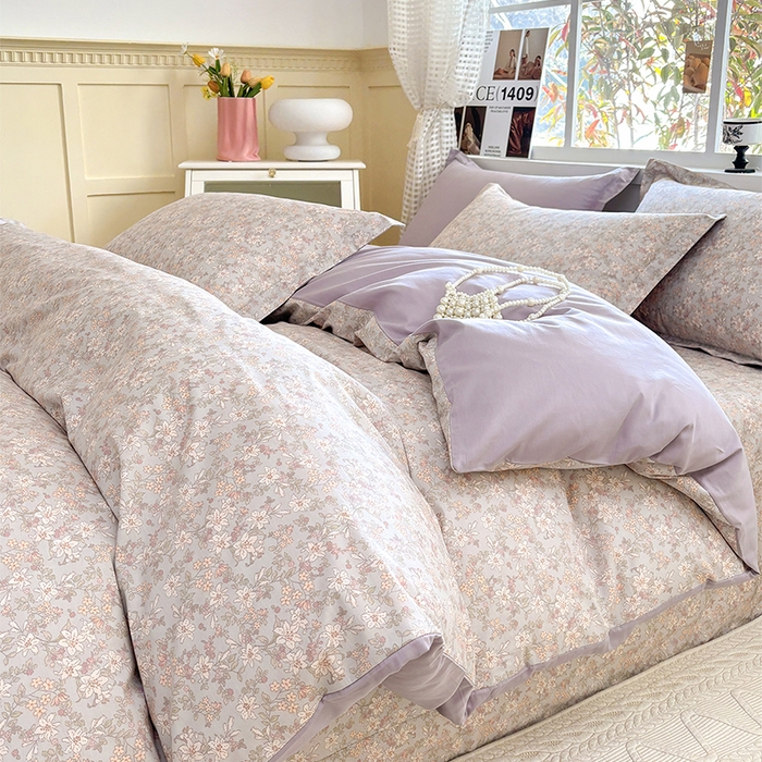 91家纺网 家纺一手货源 找家纺 元元被芯 2025新款40支13372全棉印花全棉四件套 茉莉