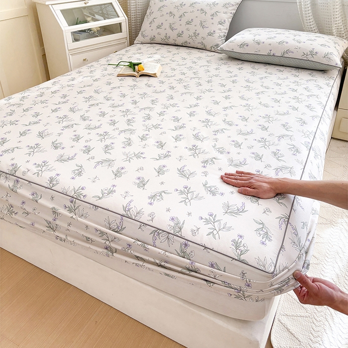 91家纺网 家纺一手货源 找家纺 元元被芯 2025新款40支13372全棉印花全棉隐藏式夹棉床笠 宁静