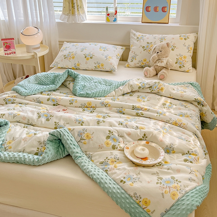 91家纺网 家纺一手货源 找家纺 梦依依 2025新款40支全棉豆豆被大豆被夏被春秋被子被芯 加微信送买家秀 冷露金桂