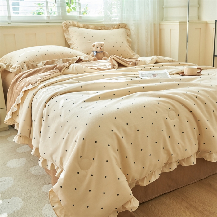 91家纺网 家纺一手货源 找家纺 （总）换种生活 2025新款荷叶边款针织单夏被 四件套