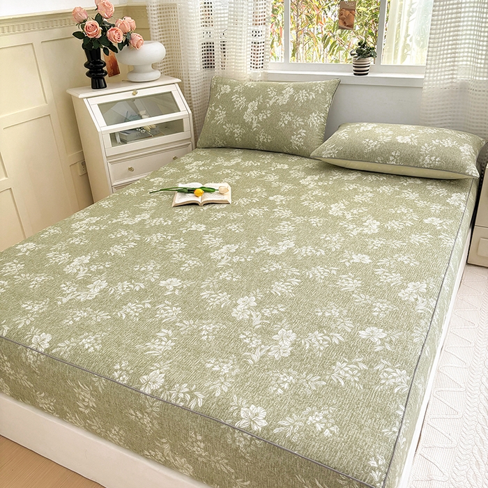 91家纺网 家纺一手货源 找家纺 元元被芯 2025新款40支13372全棉印花全棉隐藏式夹棉床笠 颂雅