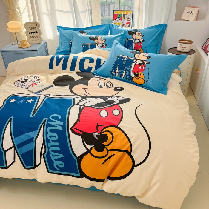 91家纺网 家纺一手货源 找家纺 典曼家纺 2025新款迪士尼大版印花卡通四件套 活力米仔