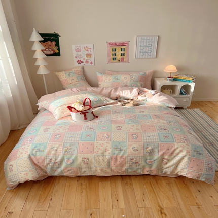 91家纺网 家纺一手货源 找家纺 （总）六巷胡同 2025新款 INS减龄可爱风卡通全棉四件套第五系（森林音乐会系列）