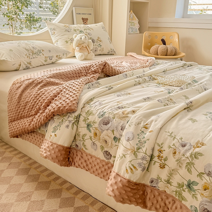 91家纺网 家纺一手货源 找家纺 梦依依 2025新款40支全棉豆豆被大豆被夏被春秋被子被芯 加微信送买家秀 香榭丽舍