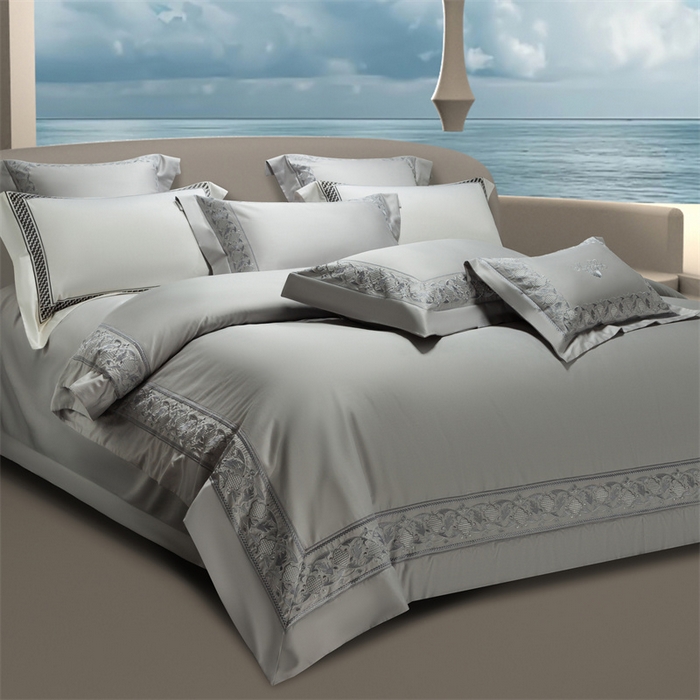 91家纺网 家纺一手货源 找家纺 高大尚婚庆馆 2025新款长绒棉四件套-简奢 简奢-绅士灰