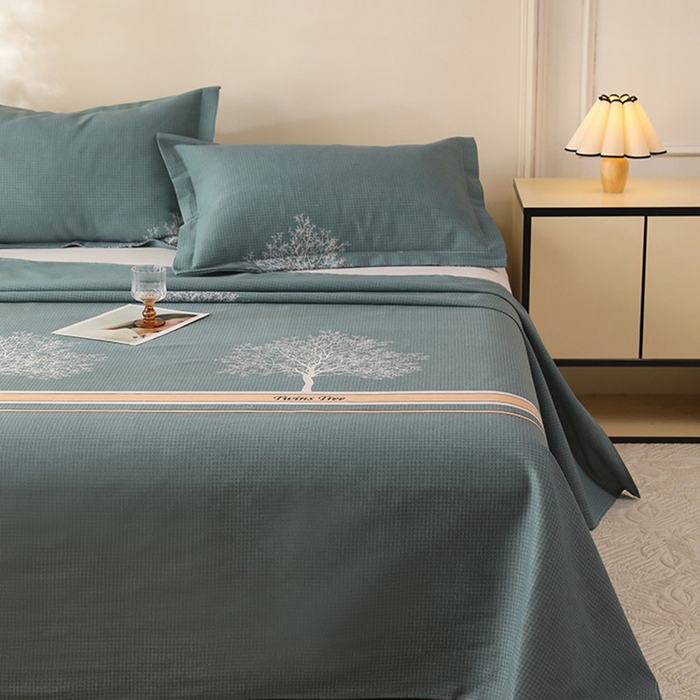 91家纺网 家纺一手货源 找家纺 幸嘉轩2025新款亲肤舒适床单三件套 树影迷离