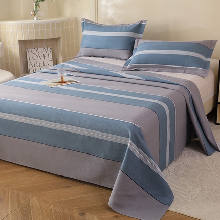 91家纺网 家纺一手货源 找家纺 幸嘉轩2025新款亲肤舒适床单三件套 经典条纹