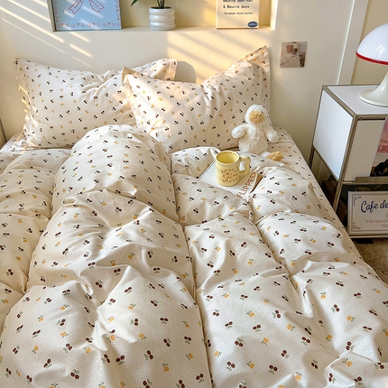 91家纺网 家纺一手货源 找家纺 （总）百寐2025新款全棉13372床笠被套单品枕套三四件套学生组合加大单件-单被套