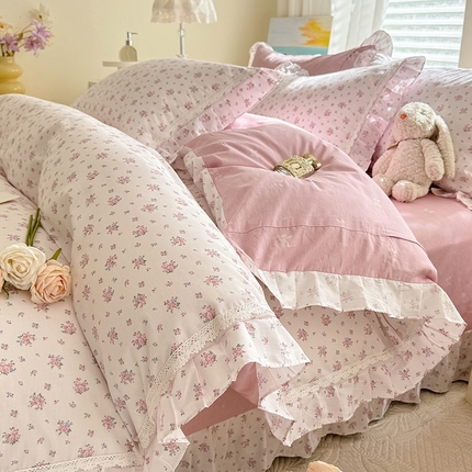 91家纺网 家纺一手货源 找家纺 （总）艾唯希家纺 2025新款全棉法式花边纯棉四件套公主风田园系列第六批