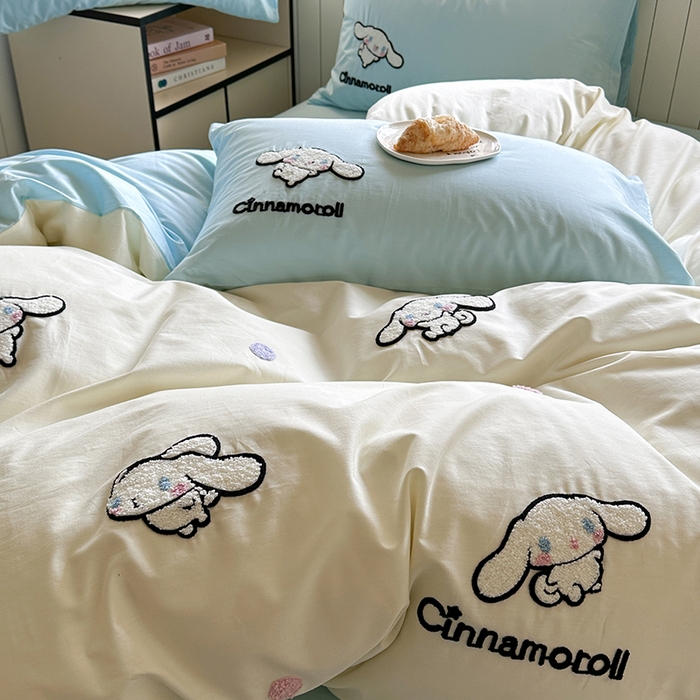 91家纺网 家纺一手货源 找家纺 金爱家 2025新款全棉毛巾绣四件套 毛巾绣-点点玉桂狗