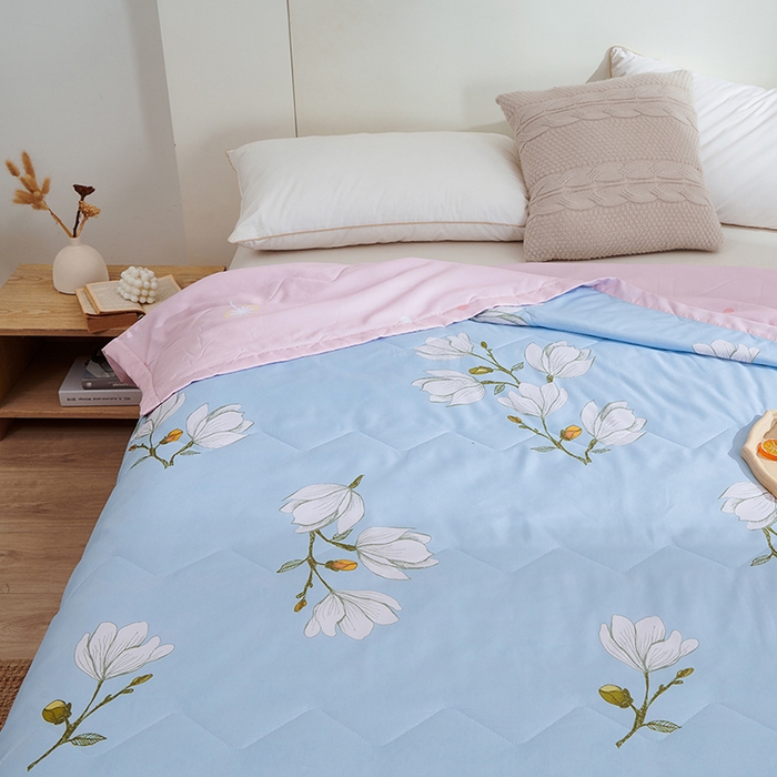 91家纺网 家纺一手货源 找家纺 元元被芯 2025新款亲肤舒适磨毛印花夏被被子被芯 玉兰蓝