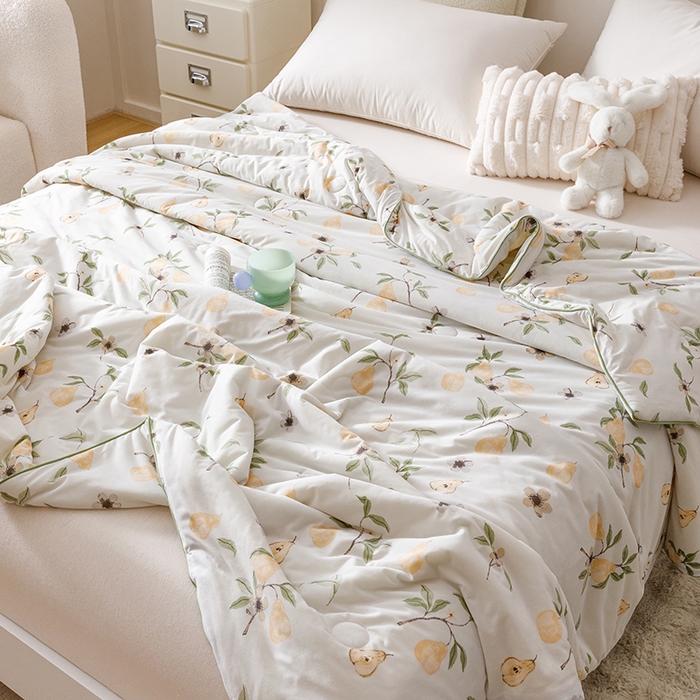 91家纺网 家纺一手货源 找家纺 优被业 2025新款A类牛奶丝针织棉夏被20%大豆(四周踩棉)软糯夏凉被空调被 硕果