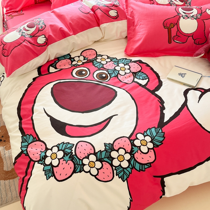 91家纺网 家纺一手货源 找家纺 典曼家纺 2025新款迪士尼大版印花卡通四件套 草莓梦