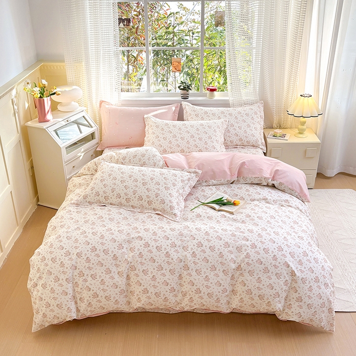 91家纺网 家纺一手货源 找家纺 元元被芯 2025新款40支13372全棉印花全棉四件套 缘月