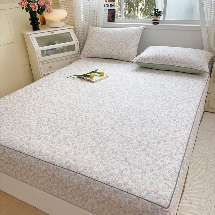 91家纺网 家纺一手货源 找家纺 元元被芯 2025新款40支13372全棉印花全棉隐藏式夹棉床笠 悠然