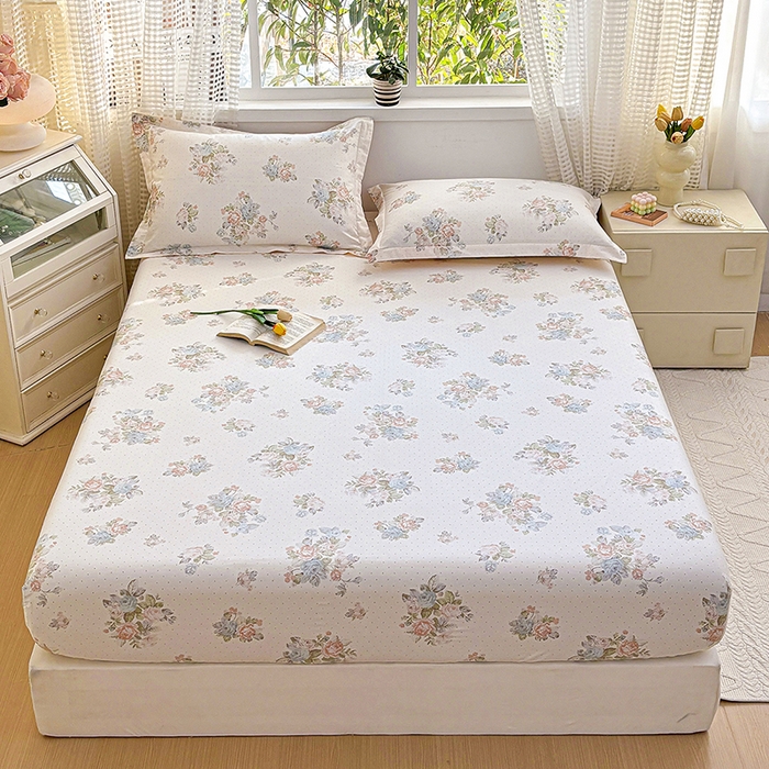 91家纺网 家纺一手货源 找家纺 元元被芯 2025新款40支13372全棉印花全棉床笠 花舞