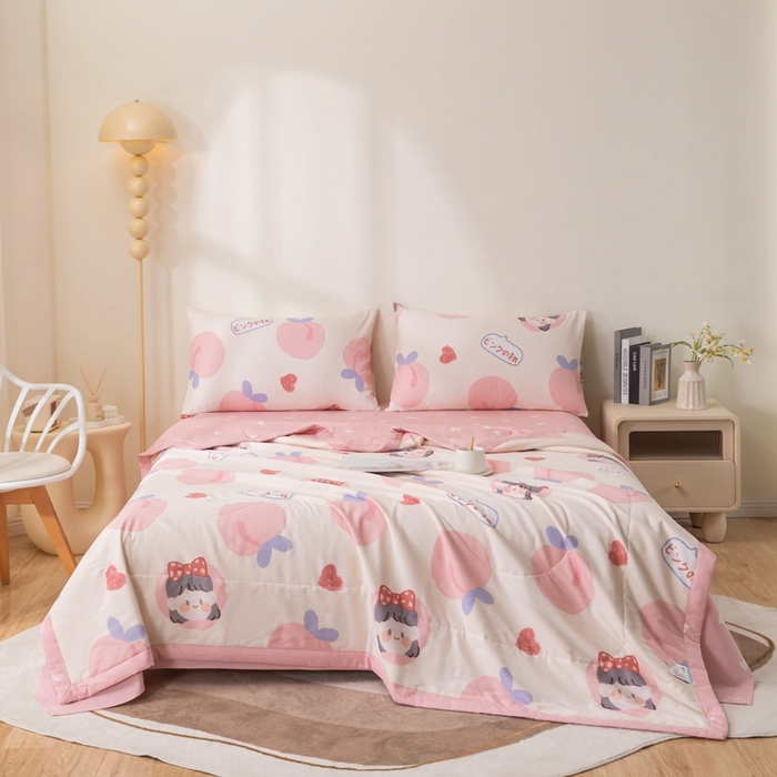 91家纺网 家纺一手货源 找家纺 鑫棉坊 2025新款A类全棉印花大豆纤维空调被大豆被 白桃公主