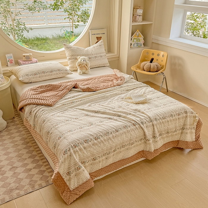 91家纺网 家纺一手货源 找家纺 梦依依 2025新款40支全棉豆豆被大豆被夏被春秋被子被芯 加微信送买家秀 秋日玫瑰