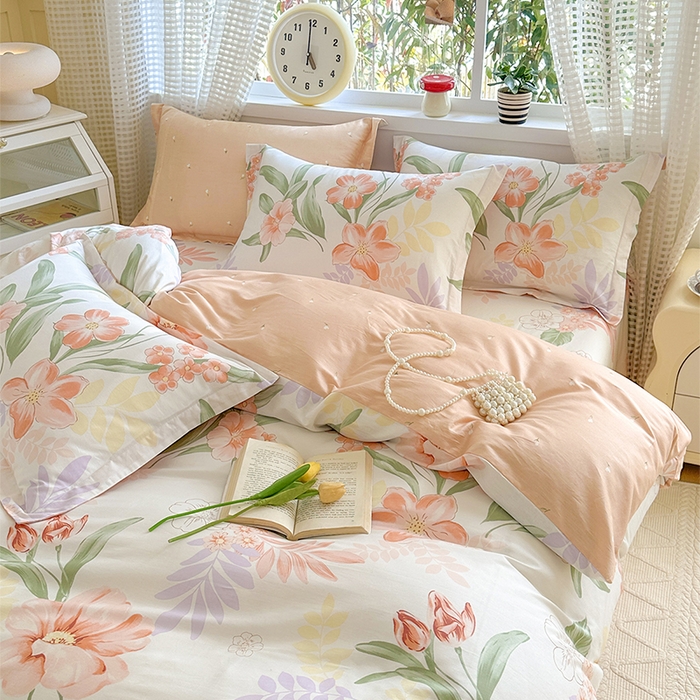 91家纺网 家纺一手货源 找家纺 元元被芯 2025新款40支13372全棉印花全棉被套夹棉四件套 半夏