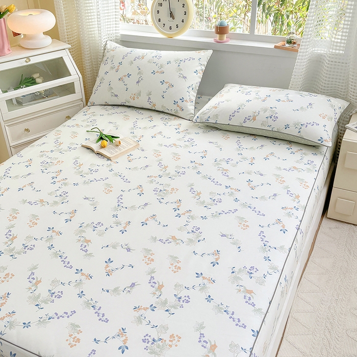 91家纺网 家纺一手货源 找家纺 元元被芯 2025新款40支13372全棉印花全棉隐藏式夹棉床笠 硕果