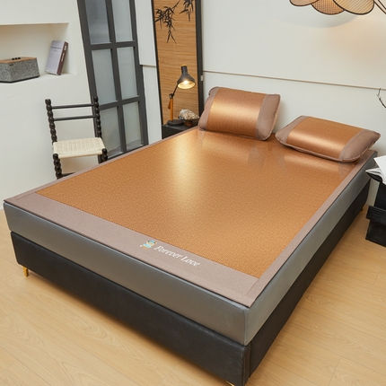 91家纺网 家纺一手货源 找家纺 （总）席都凉席工厂店2025新款宽边冰藤席三件套-小熊绣花