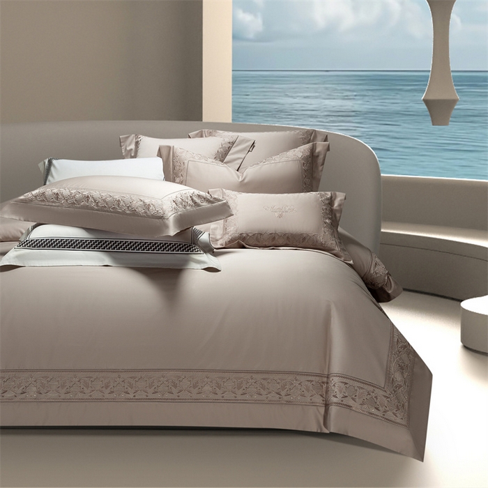 91家纺网 家纺一手货源 找家纺 高大尚婚庆馆 2025新款长绒棉四件套-简奢 简奢-卡其色