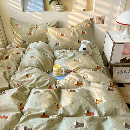 91家纺网 家纺一手货源 找家纺 （总）百寐2025新款全棉13372床笠被套单品枕套三四件套学生组合加大单件-单被套