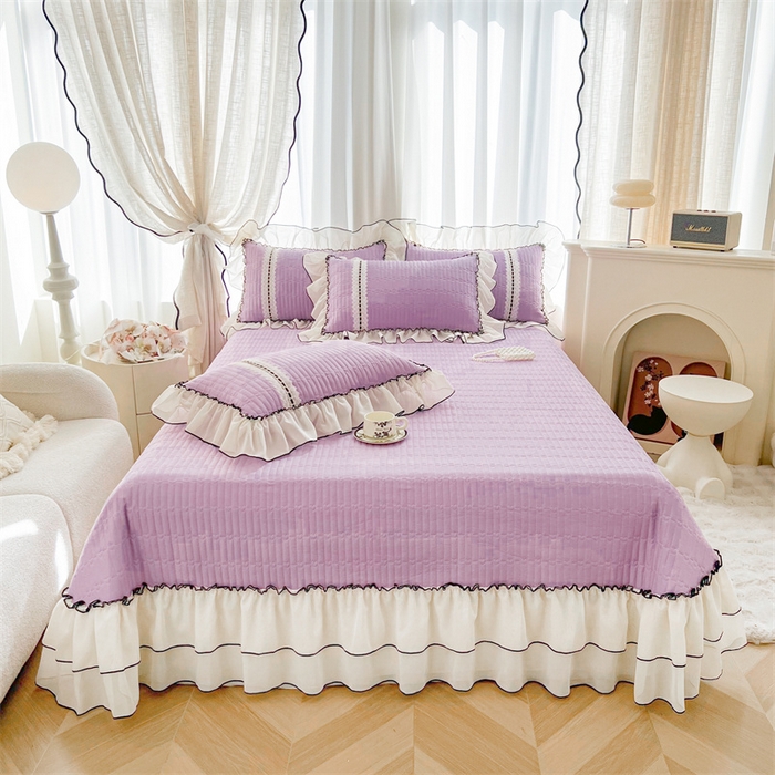 91家纺网 家纺一手货源 找家纺 虹星家纺 2025年新款全棉床盖四件套-花影倾梦 花影倾梦-优雅紫