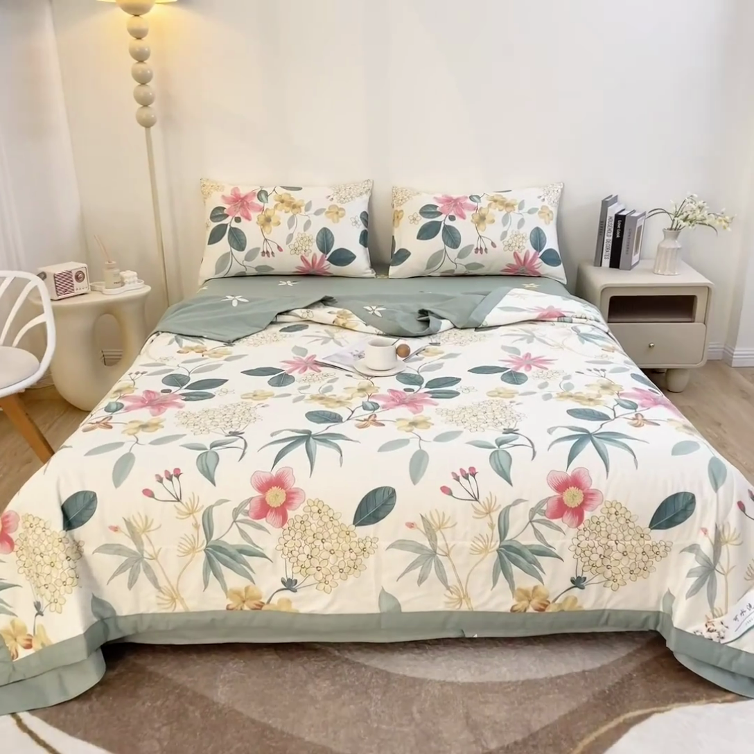 91家纺网 家纺一手货源 找家纺 鑫棉坊 2025新款A类全棉印花大豆纤维空调被大豆被 漫歌雅韵