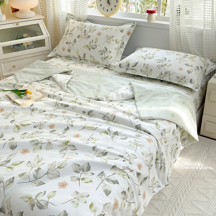 91家纺网 家纺一手货源 找家纺 元元被芯 2025新款40支13372全棉印花夏被四件套 春溪