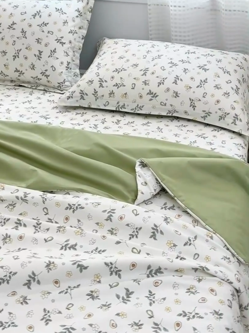 91家纺网 家纺一手货源 找家纺 2025新款40支13372全棉印花夏被 绿意