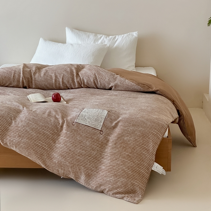 91家纺网 家纺一手货源 找家纺 月夏 莫克-橘0莫克-橘5新款全棉双层纱被套全棉被套单被套 莫克-橘