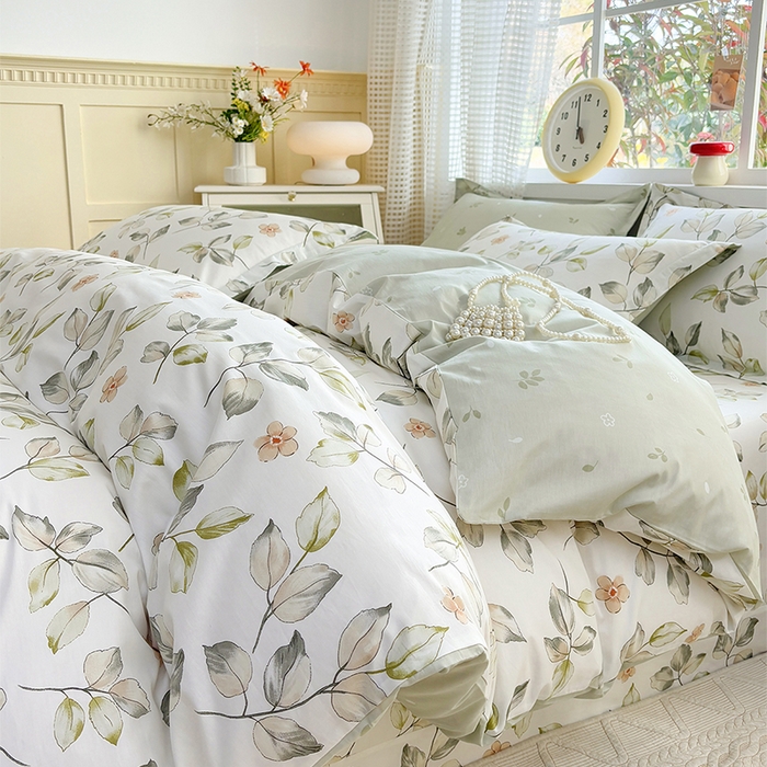 91家纺网 家纺一手货源 找家纺 元元被芯 2025新款40支13372全棉印花全棉四件套 春溪