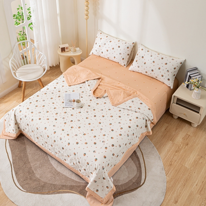 91家纺网 家纺一手货源 找家纺 鑫棉坊 【又降价啦】2025新款全棉A类印花纯棉花夏被可机洗空调被 浪漫甜心