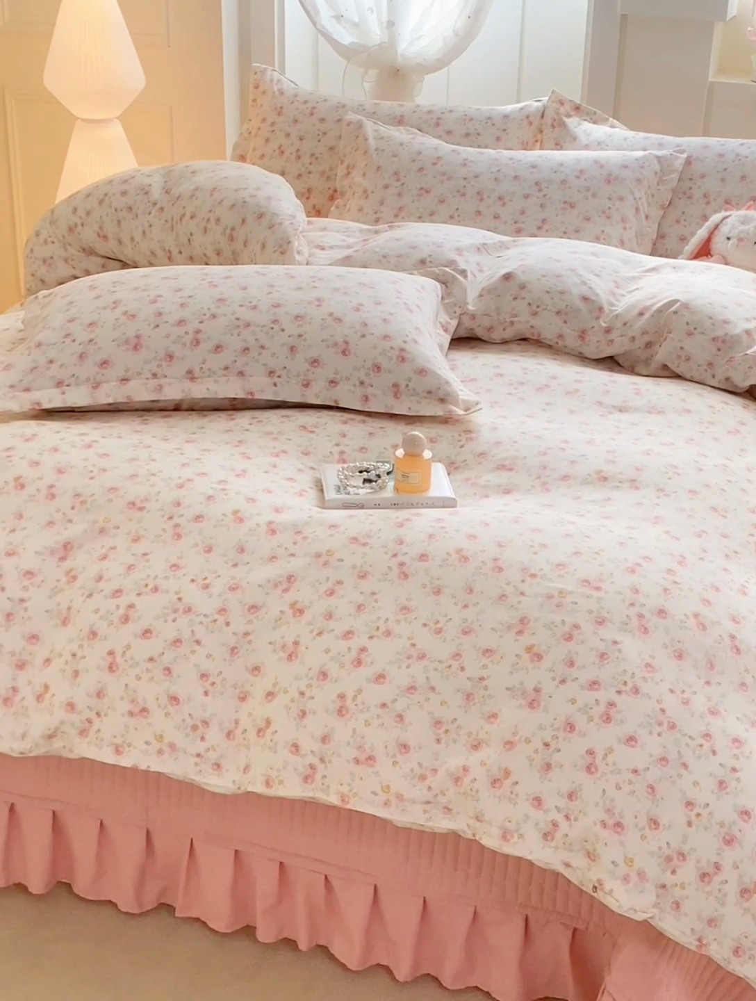 91家纺网 家纺一手货源 找家纺 梦莱斯 2025直播爆款公主风A类针织棉床盖四件套AA版被套 春色满园