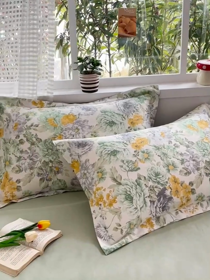 91家纺网 家纺一手货源 找家纺 元元被芯 2025新款40支13372全棉印花全棉枕套 亦语