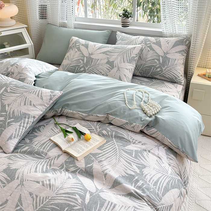 91家纺网 家纺一手货源 找家纺 元元被芯 2025新款40支13372全棉印花全棉夹棉床笠四件套 蔓羽