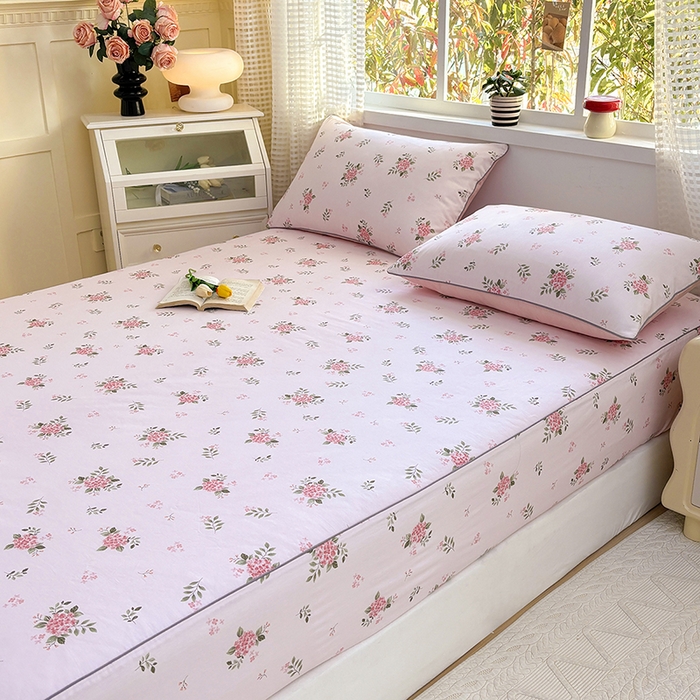 91家纺网 家纺一手货源 找家纺 元元被芯 2025新款40支13372全棉印花全棉隐藏式夹棉床笠 诗雨