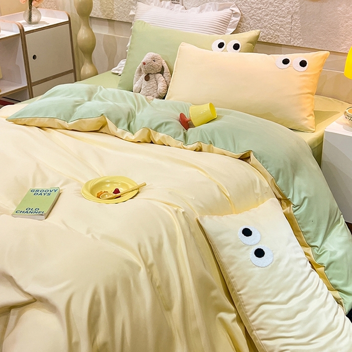 91家纺网 家纺一手货源 找家纺 （总）艾米家居 2025新款水洗真丝大眼睛系列四件套